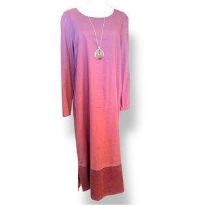 SWEET JESSIE Mauve Long Sleeve Ombre Maxi Dress Corduroy & 100% Cotton